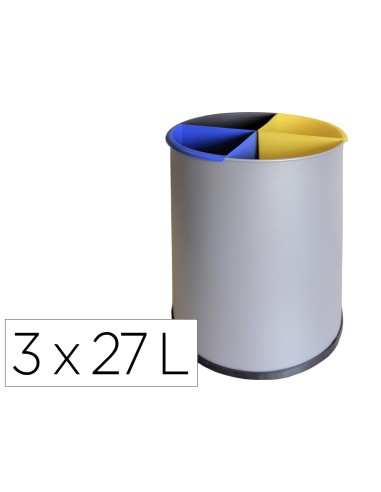 Papelera metalica sie para reciclaje con 3...