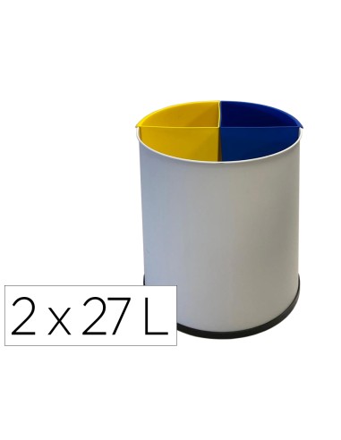 Papelera metalica sie para reciclaje con 2...