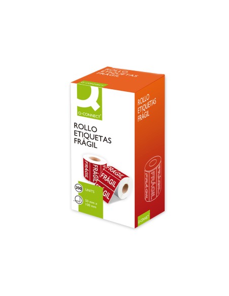 Etiqueta q-connect fragil 50x100 mm rollo de 200 unidades