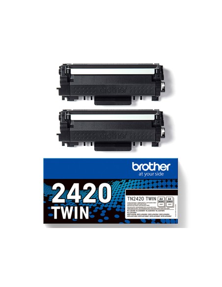 Toner brother tn2420twin para dcp-l2510/ 2530 / 2550 / hl-l2375 negro 3000 paginas pack 2 unidades