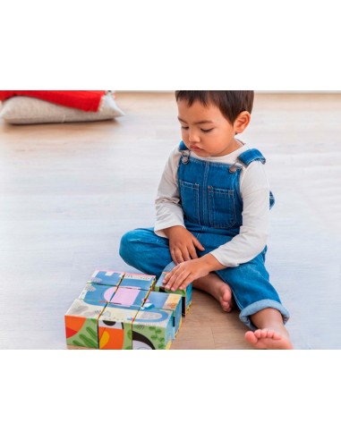 Puzle goula cubos de carton animales selva 6...