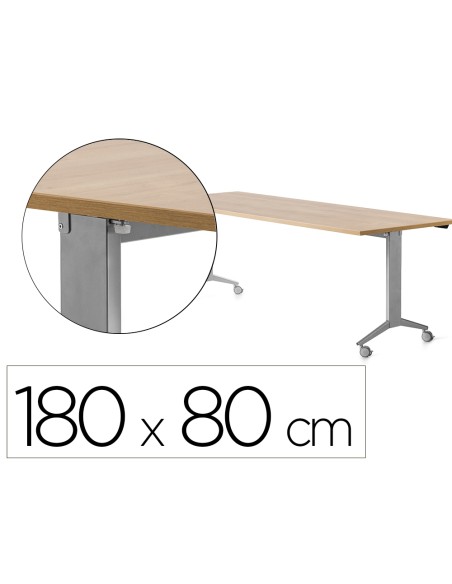 Mesa rocada 2003fd08 con tablero abatible color gris/roble 180x80 cm