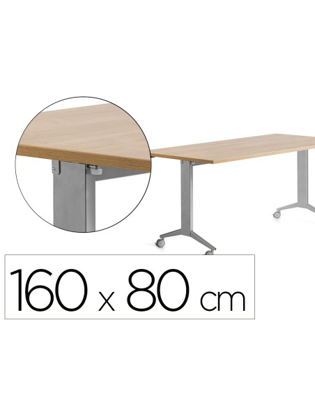 Mesa rocada 2002fd08 con tablero abatible color gris/roble 160x80 cm