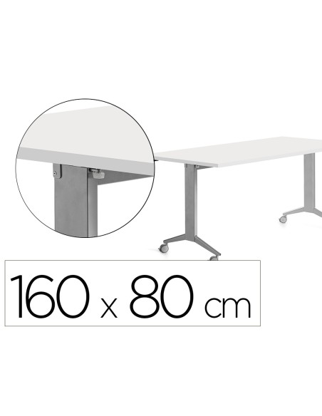 Mesa rocada 2002fd04 con tablero abatible color gris/blanco 160x80 cm