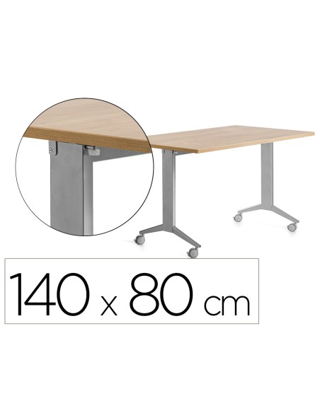 Mesa rocada 2001fd08 con tablero abatible color gris/roble 140x80 cm
