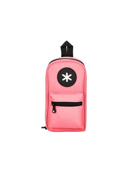 Estuche portatodo antartik forma de mochila con bolsillo y 4 departamentos color coral 230x50x120 mm