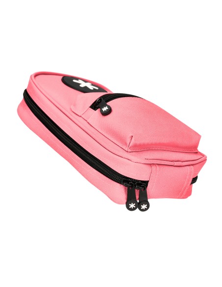 Estuche portatodo antartik forma de mochila con bolsillo y 4 departamentos color coral 230x50x120 mm