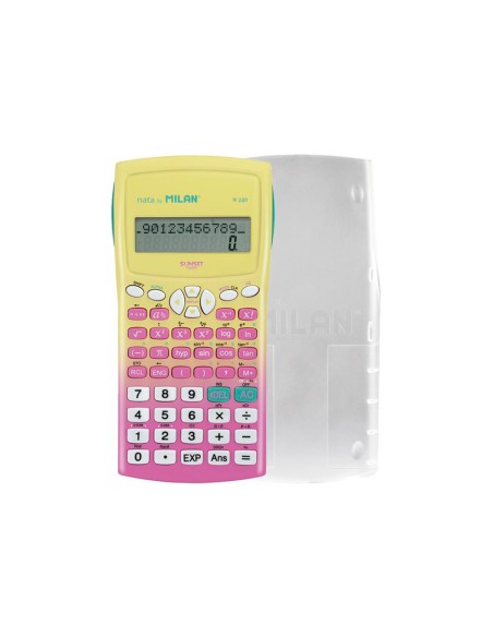 Calculadora milan cientifica m240 sunset tapa translucida 2 lineas 240 funciones 10+2 digitos color rosa /amarillo