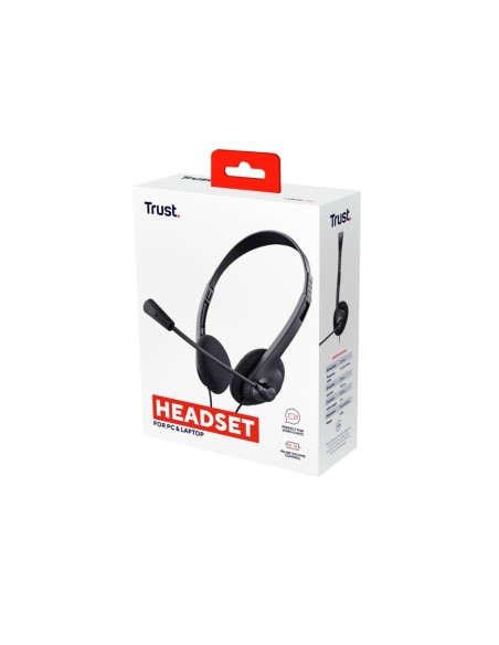 Auricular trust basics con microfono ajustable jack 3.5 longitud cable 180 cm color negro