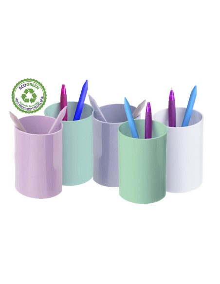 Cubilete portalapices archivo 2000 azul pastel opaco plastico 100% reciclado diametro 75 mm alto 105 mm