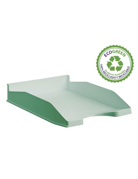 Bandeja sobremesa archivo 2000 antimicrobiana plastico apilable 3 posiciones din a4 y folio verde 345x255x60 mm