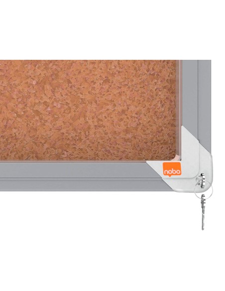 Vitrina de anuncios nobo premium plus corcho con puerta corredera 12 x din a4 922x967x63 mm