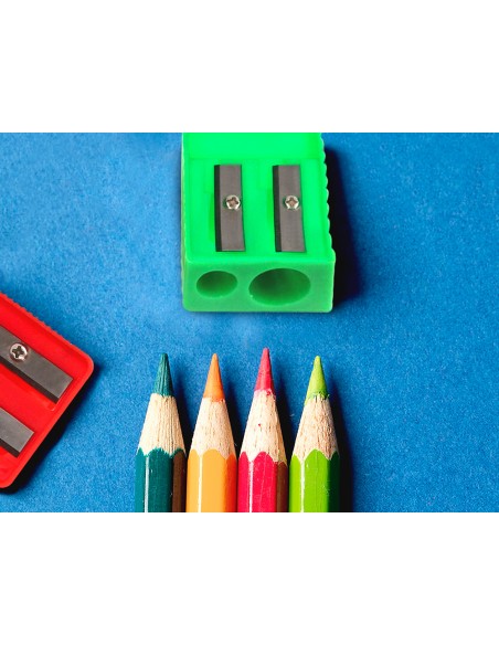 Sacapuntas liderpapel plastico 2 usos colores surtidos