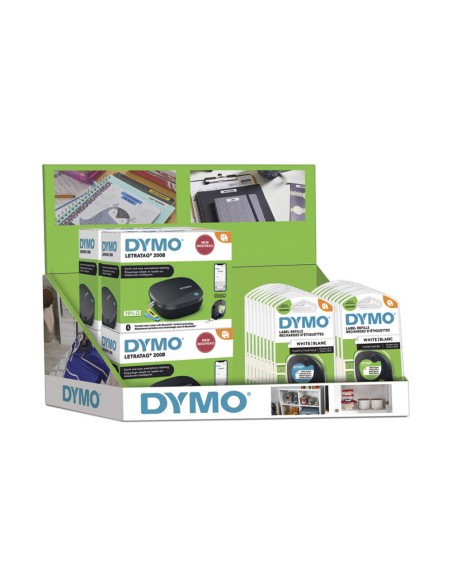 Expositor de sobremesa rotuladora dymo letratag b-200 con 6 unidades + 20 cintas