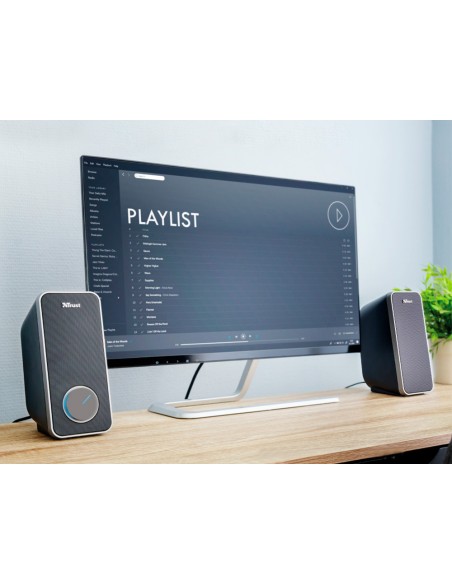 Altavoces trust arys 2.0 potencia maxima 28w control de volumen y conexion auriculares usb color negro