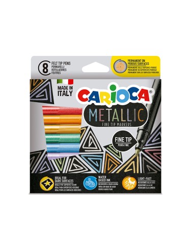 Rotulador carioca metallic punta fina caja de 8...