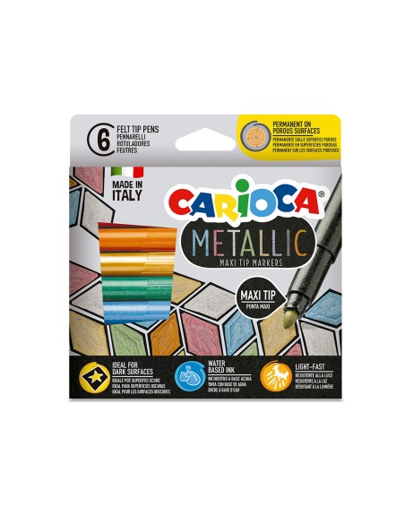 Rotulador carioca metallic punta maxi 6 mm caja de 6 unidades colores surtidos