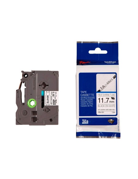 Cinta brother hse 231 termoretractible 11,7 mm negro/blanco