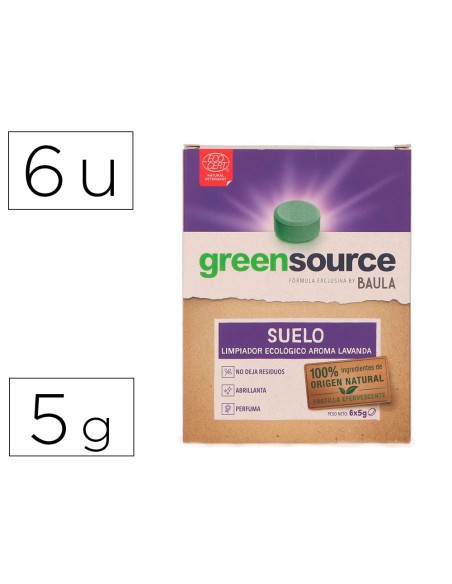 Limpiador de suelos bunzl greensource ecologico pastilla de 5 g paquete de 6 unidades