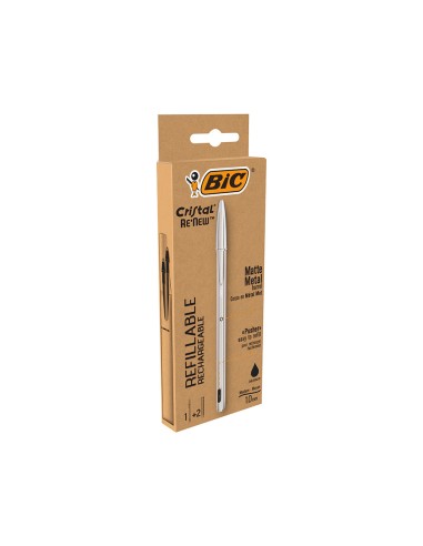 Boligrafo bic cristal renew cuerpo en aluminio...