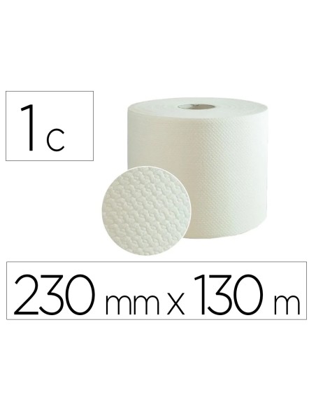 Papel secamanos bunzl greensource air laid 1 capa celulosa blanca 230 mm x 130 m paquete de 2 rollos