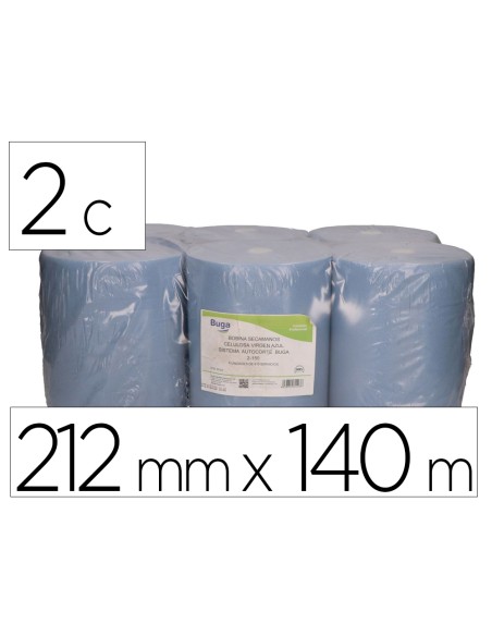 Papel secamanos bunzl 2 capas greensource celulosa reciclada azul 212mm x 140m sistema autocorte paquete de 6 rollos