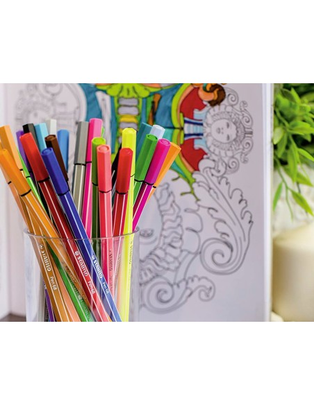 Rotulador stabilo punta de fibra pen 68 arty estuche rollerset de 25 unidades colores surtidos