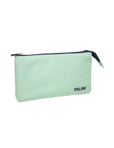 Bolso escolar portatodo milan 1918 collection 3 cremalleras y 5 compartimentos verde 215x35x125 mm