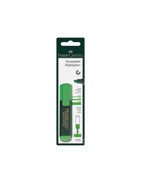 Rotulador faber castell fluorescente textliner 48 verde blister de 1 unidad