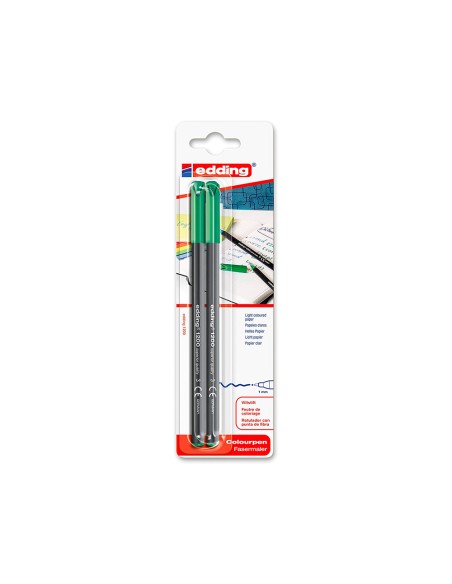 Rotulador edding punta fibra 1200 verde n.4 punta redonda 0.5 mm blister de 2 unidades