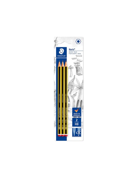 Lapices de grafito staedtler noris n.2 hb blister de 3 unidades