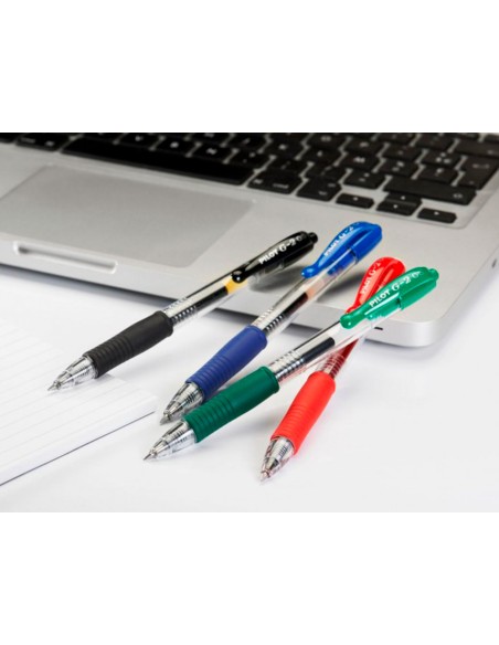Boligrafo pilot g-2 rojo tinta gel retractil sujecion de caucho en blister