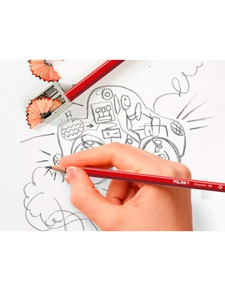 Lapices de grafito milan hexagonal hb + goma 430 + afilalapiz blister de 3 unidades