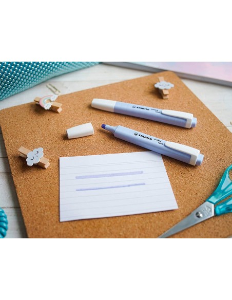 Rotulador stabilo fluorescente fino swing cool pastel azul nublado