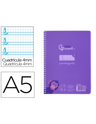 Cuaderno espiral liderpapel a5 pautaguia tapa...