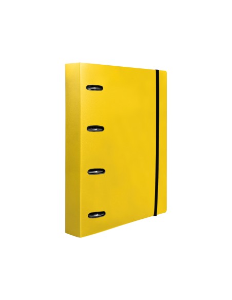 Carpeta con recambio liderpapel a4 cuadro 5mm 100 hojas 80g polipropileno 4 anillas 40mm amarillo fluor