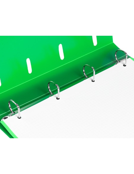 Carpeta con recambio liderpapel a4 cuadro 5mm 100 hojas 80g polipropileno 4 anillas mixtas 25mm verde