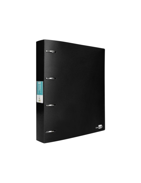 Carpeta liderpapel 4 anillas 40 mm mixtas polipropileno din a4 negro opaco
