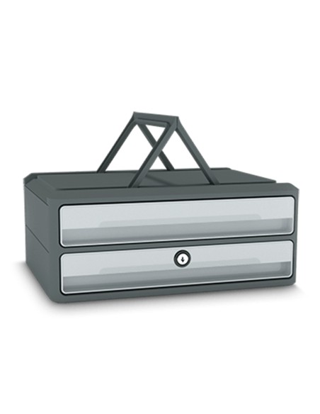 Fichero cajones de sobremesa cep moov up reciclado 80% con cerradura reciclado 80% 2 cajones color gris