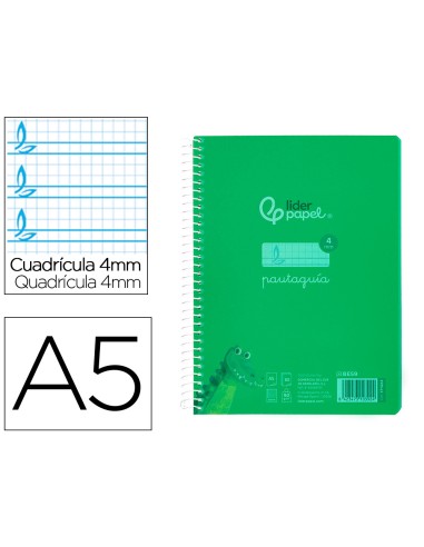 Cuaderno espiral liderpapel a5 pautaguia tapa...