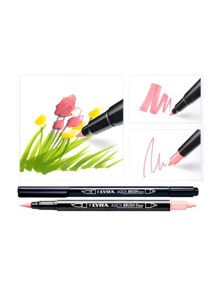 Rotulador lyra aqua brush acuarelable doble punta y pincel tonos pastel blister de 6 unidades surtidas