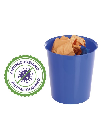 Papelera plastico archivo 2000 antimicrobiana sanitized plastico azul 18 litros 290x310 mm