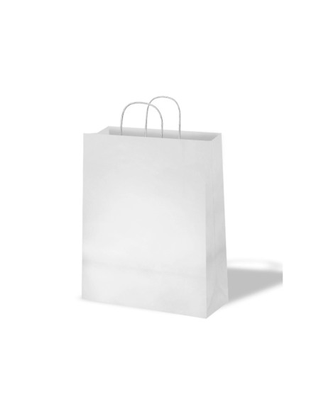 Bolsa kraft basika celulosa blanco 90 gr asa retorcida tamaño \"l\" 320x140x400 mm