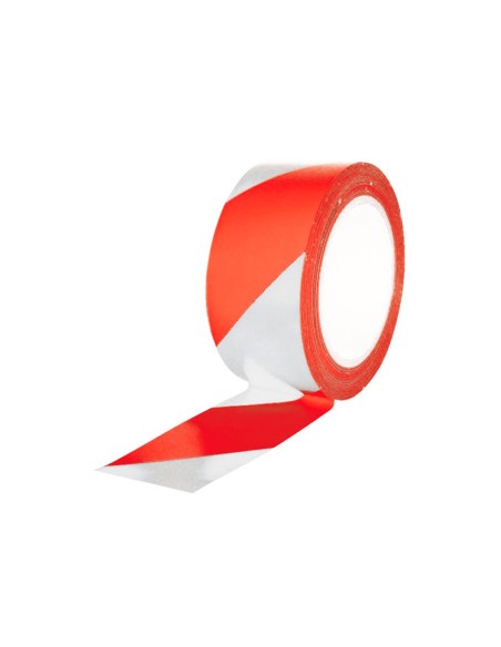 Cinta de señalizacion q-connect no adhesiva rojo y blanco 300 m x 75 mm