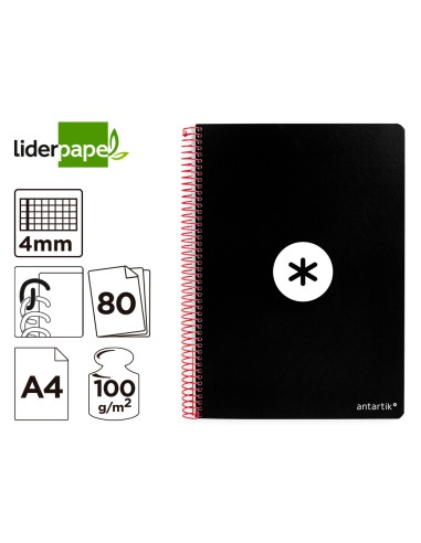 Cuaderno espiral a4 antartik tapa dura 80h 90gr...