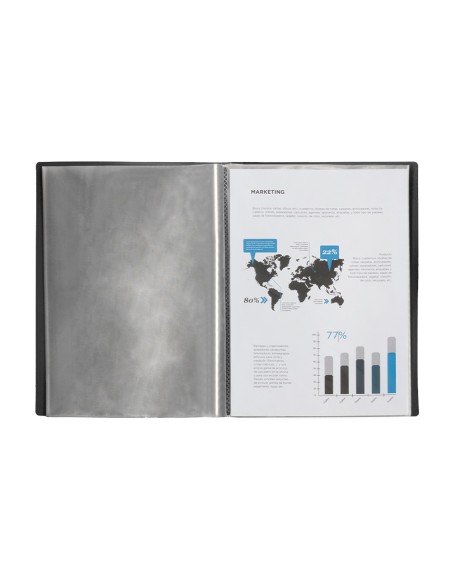 Carpeta liderpapel escaparate 60 fundas polipropileno din a4 negro opaco