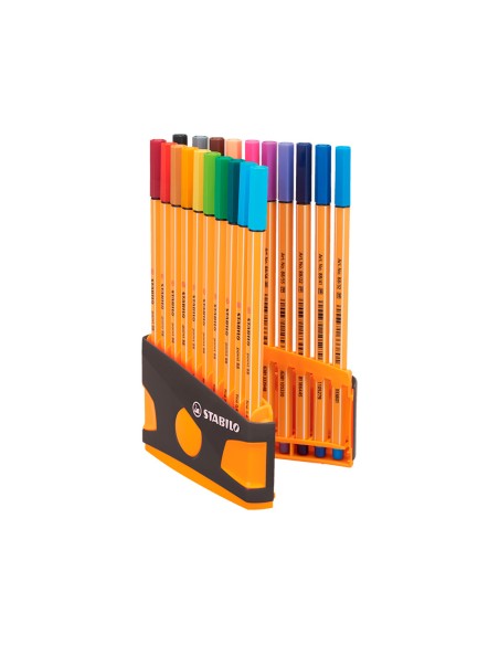 Rotulador stabilo punta de fibra point 88 color parade antracita/naranja estuche de 20 unidades colores surtidos