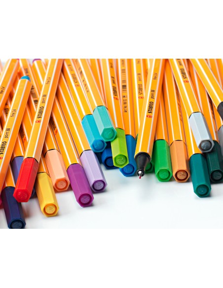 Rotulador stabilo punta de fibra point 88 color parade antracita/naranja estuche de 20 unidades colores surtidos