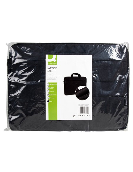 Funda para portatil q-connect 15,6\" con asas retractiles cremallera 3 bolsillos exteriores negro