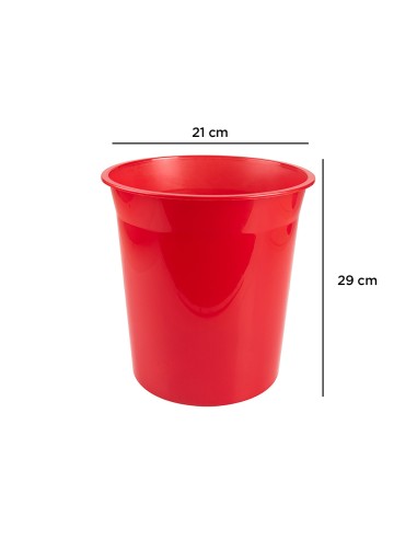 Papelera plastico q-connect rojo translucido 13...